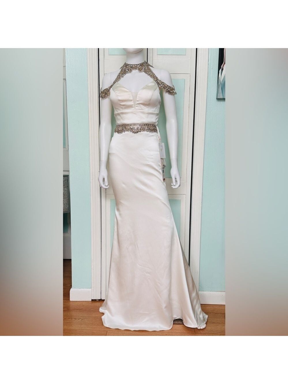 Size 0 Colors 1950 White Satin Prom Wedding Reception Pageant Gown Fitted dress